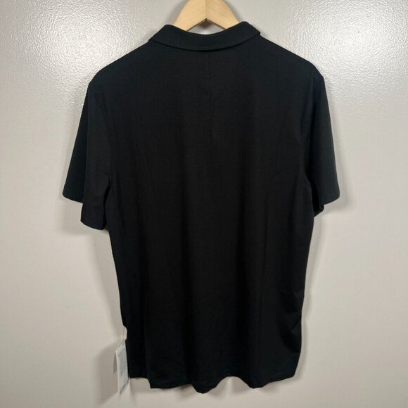 Lululemon Evolution Polo Shirt Mens Size Large Black Outlaw Snax Logo Work - Picture 2 of 10